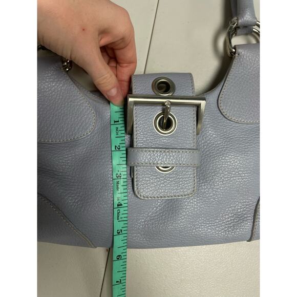 PRADA Vitello Daino Moon Shoulder Bag Purse Buckle Small Leather Purple Blue - Picture 13 of 14